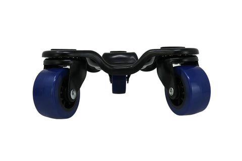 Tri Dolly 250 Lb Capacity 360 Degree Swivel Furniture Moving Dolly with blue TPU wheels and powder coated steel frame, front view.