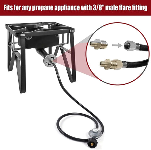 Two Foot Universal Grill Regulator and Propane Hose for Most LP Grills, Plug and Play QCC1 Type1 Connector setup