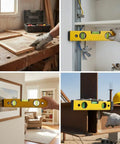Spirit Level, Aluminum Alloy, 250mm used to align picture frames on a wooden surface during renovations.