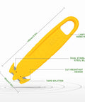 Double-Sided Stainless Steel Box Cutter With Integrated Tape Splitter, Heavy-Duty Safety Utility Knife, 100-Pack Bulk, Yellow, Film Cutter For Packaging, Cardboard, Shipping, And Office Use, 140mm