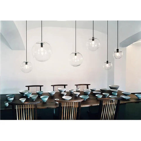Industrial Clear Glass Globe Pendant Light With E27 Socket, Modern Kitchen Loft Fixture, 9.8 Inch Shade, Adjustable Cord Up To 59 Inches, UL Listed For LED CFL Halogen And 60W Incandescent Bulbs, Easy Mount