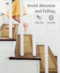Child on stairs with Non Slip Stair Treads For Wood Steps Indoor 15 Piece PVC Backed Yellow Stair Carpet Mats Safe Durable