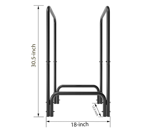 Detachable Round Tube Firewood Rack Log Holder For Indoor And Outdoor Fireplaces, 18in x 12.5in x 30.5in black metal frame