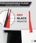 Modern White Powder Coated Steel Mailbox Built To Last Tough As Nails Ready To Post Mount Curbside Welded Design With Stainless Hinges And Magnetic Door All Weather Waterproof Heavy Duty Mailbox For Parcels And Letters with interchangeable red, black, and white flags