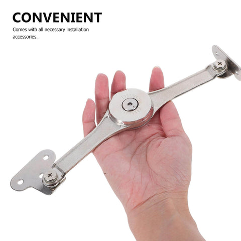 Heavy Duty Soft Close Lift Hinges For Cabinet Doors AGFELO 2 Pack Zinc Alloy Adjustable Lid Stay Hardware shown in hand for size reference