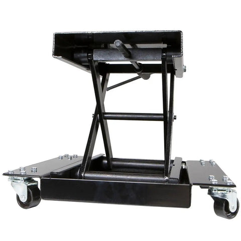 Center Scissor Lift Motorcycle Floor Jack With Wheel Cart Dolly Table Stand 1100 Lbs Capacity Built For Street Bikes And Cruisers