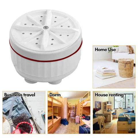 Busting Out Those Grimy Threads With This Suction Cup Mini Portable Ultrasonic Washing Machine, 9x9x5cm size, white, for easy cleaning.
