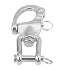 Rock Solid 316 Stainless Steel Swivel Snap Shackle For Sailboat Halyard Rigging and Heavy Duty Marine Hardware five inch model close-up.