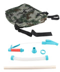 Backpack Style Fertilizer Spreader For Lawn And Garden Manual Handheld Broadcast Spreader with disassembled parts and camo bag