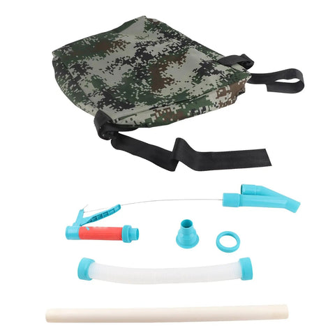Backpack Style Fertilizer Spreader For Lawn And Garden Manual Handheld Broadcast Spreader with disassembled parts and camo bag