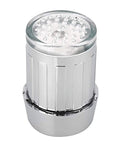 Lit Water Powered LED Faucet Light With Temperature Sensing 3 Color Gradient Color Changing Tap Light For Kitchen Or Bathroom No Battery Needed Hydroelectric Faucet Nightlight Activates With Water Flow, close-up view of faucet attachment