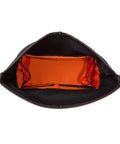 Inside view of 4 In 1 Dayliner Box Bag 20 Liter Water Resistant Rolltop For Bike Handlebars, Rack, Trunk showing orange interior lining.