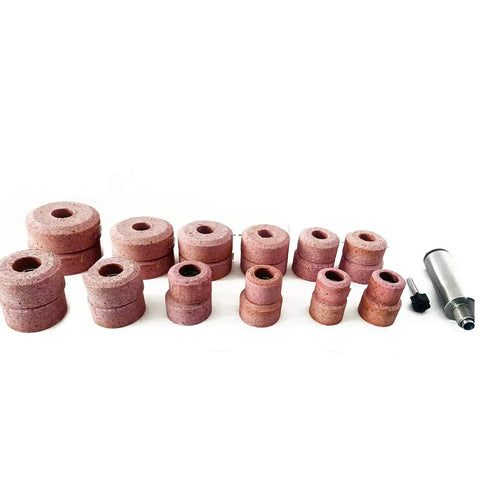 Sioux Valve Seat Pink Grinding Wheels Set 24 Pc Aluminum Oxide 80 Grit Coated Wheels For Valve Seats Stone Holder Star Drive Eleven Sixteenth Inch For DIYers And Pro Shops displayed