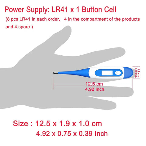 One Button Digital Thermometer For Fever Relief, No Fuss Oral And Rectal Use For Adults, Pack Of 4, Minimalist Sleek Design, Quick Accurate Readings, Easy Operation For Busy Homes, 12.5 cm