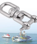 Heavy Duty 304 Stainless Steel Swivel Snap Shackle for marine towing, featuring a polished rust-proof design and smooth action.