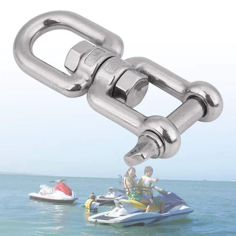 Heavy Duty 304 Stainless Steel Swivel Snap Shackle for marine towing, featuring a polished rust-proof design and smooth action.