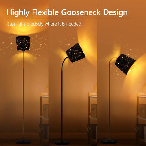 LED Floor Lamp With Linen Shade Tall 67 Inch Standing Lamp Adjustable Gooseneck Modern Reading Light For Cozy Living Room Bedroom Office Farmhouse 12W LED Bulb Included