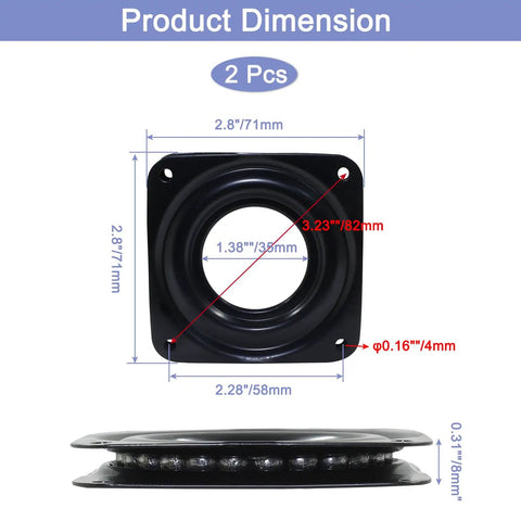 Product dimensions of Two Pack Three Inch Square Lazy Susan Turntables With Heavy Duty Steel Ball Bearing Rotating Trays Swivel Plates