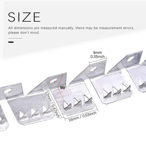 Tough As Nails Flexible Metal Tack Strip For Upholstery And Furniture Repair Heavy Duty Galvanized Steel dimensions with measurement labels.