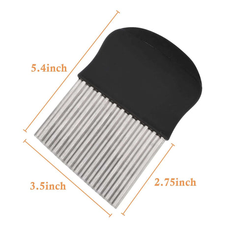 HTBMALL crinkle cutter with black ergonomic handle and stainless steel wavy blade