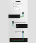 Installation guide for Top Notch Wall Mounted Track Power Strip Featuring Slick Sliding Sockets, showing wiring options.