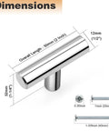 10 Pack Euro Round T Bar Knobs With 2 Inch Overall Length Polished Chrome Finish Stainless Steel Kitchen Cabinet Knob Dimensions