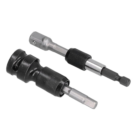 Sick 11 Piece Socket Adapter Kit With Hex Shank Square Head Connectors For Air Screwdriver And Electric Drill Made From Tough Chrome Vanadium Steel Featuring Super Self Locking Design To Stop Dropped Bits, two adapters