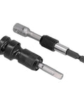 Get Ready For Heavy Duty Jobs With This 11Pcs Socket Adapter Hex Shank Square Head Kit Featuring Chrome Vanadium Steel Self Locking Design To Keep Your Air Screwdriver And Electric Drill Bits Secure No Slipping Or Dropping During Tough Fastening Tasks. 1/4 inch hex shank socket adapters, chrome vanadium steel, black and silver