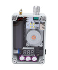 Interior view of Hand Crank Generator 5-In-1 Survival Tool showing circuits and components for off-grid power and USB charging.