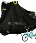 Heavy Duty Tricycle Cover For Adults 420D Waterproof All Weather Protection Windproof And UV Resistant Universal Fit For Electric Trikes And 3 Wheel Bikes Ideal For Outdoor Storage. 75L x 28W x 44H black cover on adult trike