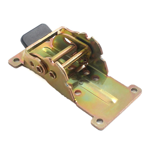 Industrial locking hinge bracket, 180-degree foldable leg mount, zinc-plated steel, front view