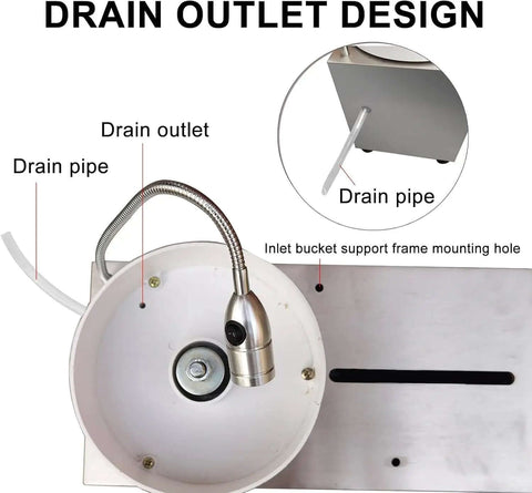 Drain outlet design with stainless steel pipe for Badass Jade And Gemstone Water Grinder with Digital Angle Display