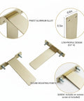 Gold L-Shaped Shelf Bracket for Wall and Desktop Photo Frames, Low-Profile Aluminum Alloy Mount in Gold Finish, Keeps Frames Flush