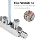 Broken Pipe Extractor Tool Set with wrench-compatible hex head for damaged faucet and pipe removal