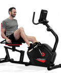 Heavy Duty Magnetic Recumbent Exercise Bike For Home Gym, equipped with LCD screen, arm exerciser, and adjustable seat.