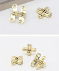 Two Piece Folding Table Zinc Alloy Gold Cross Invisible Hinge Dining Table Hardware Set 180 Degree Hidden Hinge 2 Pack