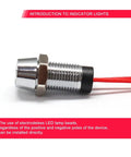 Tough As Nails 8mm Waterproof LED Metal Status Indicator Light Prewired For Wide Voltage 12 24V And 110 220V IP65 Rated All Weather Build For Industrial Equipment Automotive Dashboards And Outdoor Gear, metal threaded body with red wire