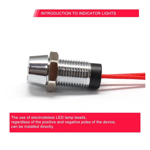 Tough As Nails 8mm Waterproof LED Metal Status Indicator Light Prewired For Wide Voltage 12 24V And 110 220V IP65 Rated All Weather Build For Industrial Equipment Automotive Dashboards And Outdoor Gear, metal threaded body with red wire