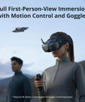 Person using FPV goggles to control 4K Camera Drone Bundle With Intelligent Flight Battery And Carrying Bag Foldable FPV GPS Drone.