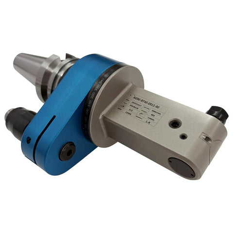 BT50 90 Degree Angle Milling Head Featuring 360 Degree Rotation ER11 Collet Mount with smooth taper and heavy duty frame