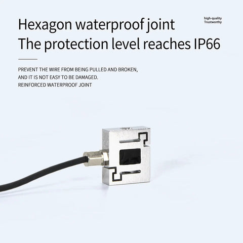 Mini S Type Load Cell Sensor For Test Tension And Compression Weight 0 To 50 Kg In Tight Spots Alloy Steel With 3m Cable High 0.2 Percent Accuracy IP65 Waterproof Dustproof 4 Wire Output For PLC Data Acquisition Transmitter, hexagon joint