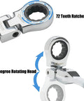Flex Head Ratchet Wrench Set 20 Piece With 72-Tooth Ratchet And 180 Degree Flex Head Includes 8mm To 19mm Wrenches