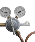 Pressure gauge setup with 4 Pack 304 Stainless Steel Tee Pipe Fittings 3/4 Inch X 3/4 Inch X 3/4 Inch NPT Female Thread Adapters attached.