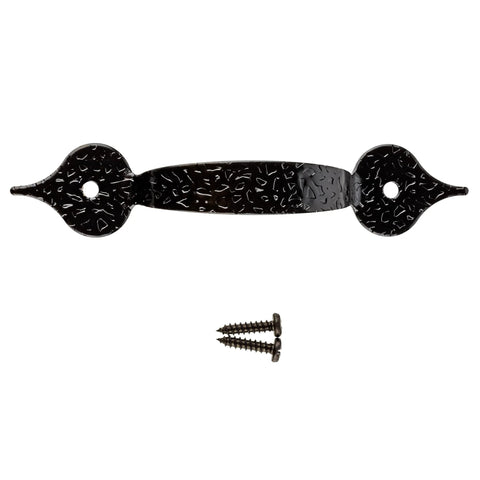 Hammered Black Drawer Pull With Three And One Quarter Inch Centers For Antique Cabinets Dresser Drawers And Desks Made Of Steel With Gloss Black Finish Reproduction Furniture Hardware Easy To Install Includes Mounting Screws Vintage Arrow End Handle