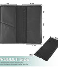 Car Registration And Insurance Holder With Magnetic Closure For Docs Cards And License, black PU leather, size dimensions.