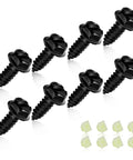 Black License Plate Screws Kit With Nylon Inserts For Cars And Trucks, Includes 8 Screws And 8 Nylon Inserts, Easy Install Hardware
