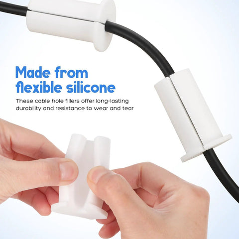 Top Tier Silicone Cable Grommet Kit Makes Your Wall Or Desk Look Super Clean And Totally Sleek With Zero Tools Needed For Easy Installation On Any Setup Right Now. White silicone cable grommet