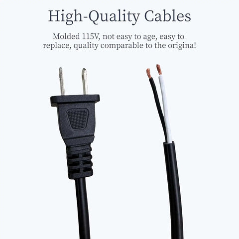 Two Pack 6 Foot 18AWG Power Tool Replacement Cord With 2 Prong Polarized Plug 110V To 300V Pigtail Cut View