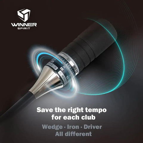 Golf Swing Trainer With Adjustable Speed Controller shown with focus on adjustable head and speed settings for different clubs