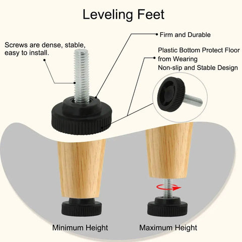 Keep Those Tables Rock Solid M8 X 25 Thread Adjustable Leveling Feet Heavy Duty Swivel Glides For Wobbly Chairs Desks Industrial Machines Two Pack Black Silver Tone showing adjustment mechanism and height settings.